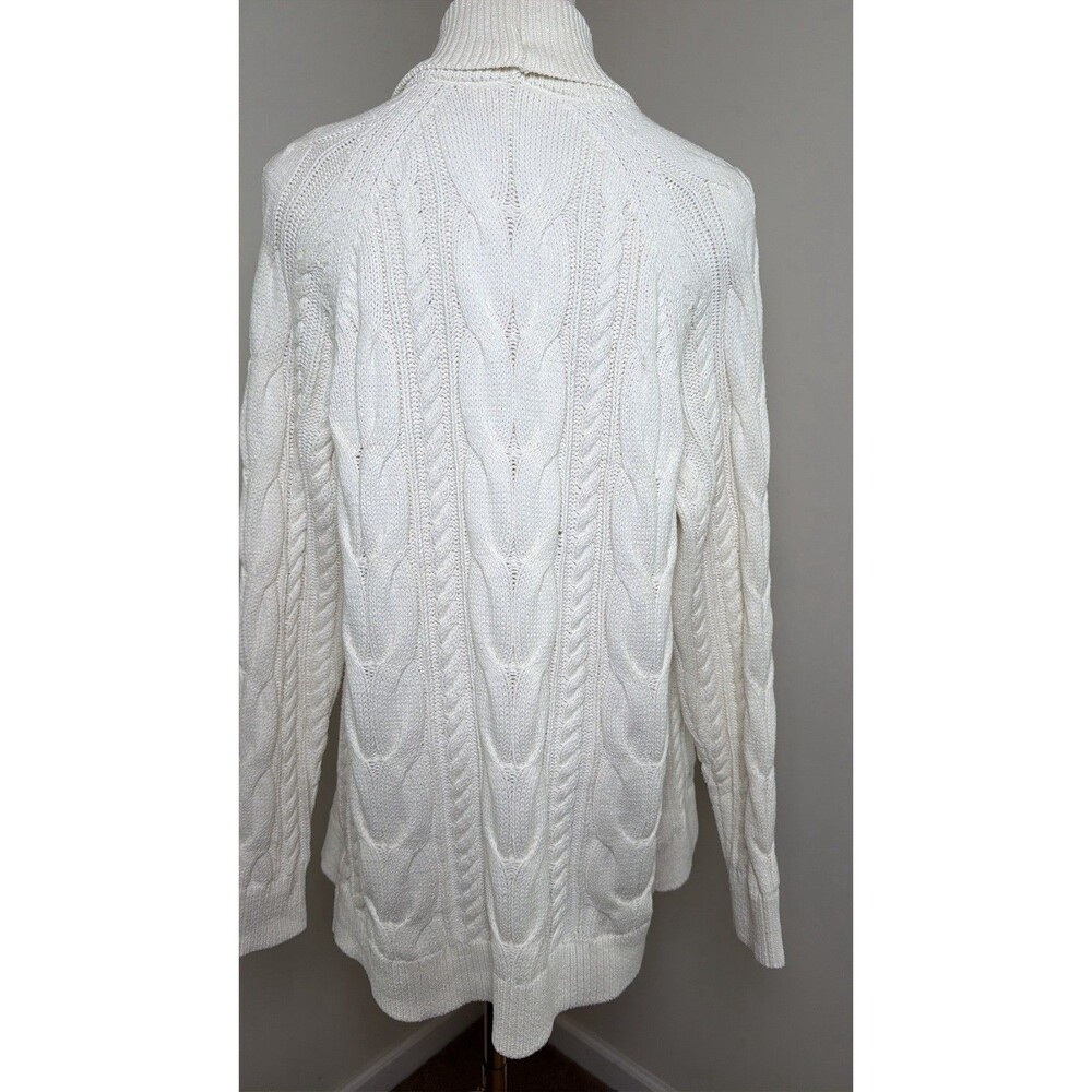 Haven Well Within Cardigan Womens L Ivory Cable Knit Open Front Cotton Blend - Picture 4 of 9